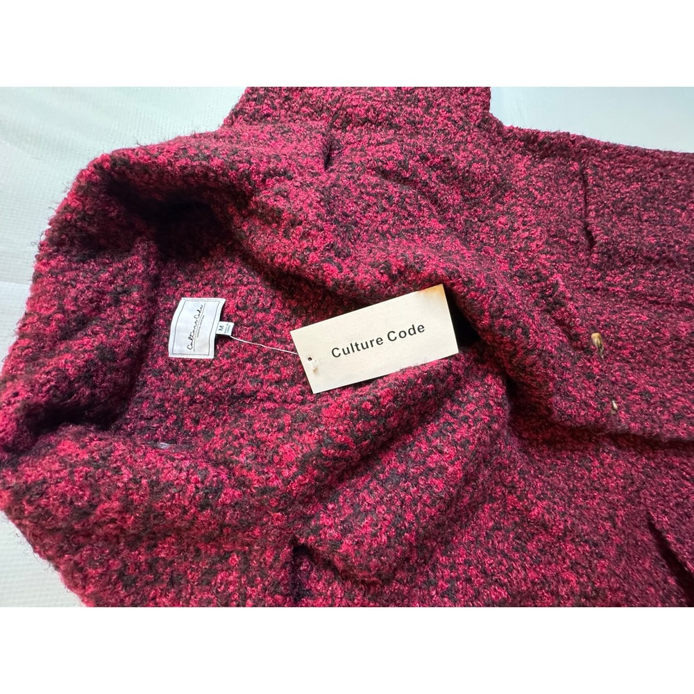 Culture Code Womens Burgundy Boucle Textured Overcoat Jacket Size M New CPJ1586A - Picture 6 of 8